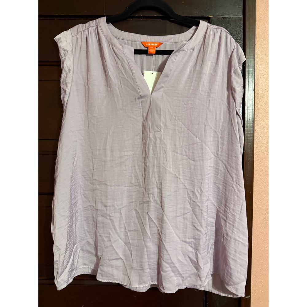 Joe Fresh Women Light Lilac Split V-Neck Sleeveless Blouse Top Large WS7W245695